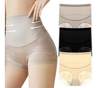 Hot Style Silky High Waist Shaping Panties 3PCS, Women Seamless Shapewear Lace Panties, Shapewear for Women Tummy Control (X-Large)