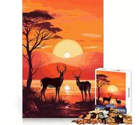Hot Sunset Animal Wildlife Hard Jigsaw Puzzle for Adults 1000 Pieces Memory Train Nice Thick Home Game Birthday Idea (50x75cm)