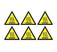 Hot surface warning symbols safety sign pack - Set of 6 - Size 90mm x 80mm - Self adhesive vinyl sticker labels- Clearly warn about hazardous materials, locations or objects