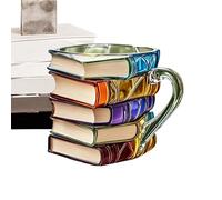 Hot Tea Mug,Vintage 3D Painted Book Design Glass Water Drinking Cups - Multifunctional Kitchen Accessory, Comfortable Grip Wine Drinkware Mugs for Whiskey Beer Juice