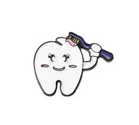 Hot Teeth Toothbrush Metal Enamel Brooch Cute Cartoon Dentistry Badge Pin, Metal, gem na