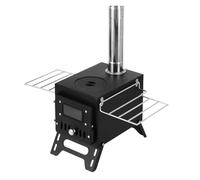 Hot Tent Stove Outdoor Camping Wood-Burning Stove Stainless Steel Foldable Heater Firewood Burner with Tent Fire Window Campfire Cooking Tool