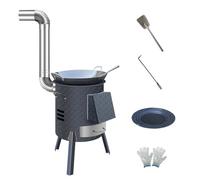 Hot Tent Stove, Portable Wood Stove For Camping, High-legged Wood Burning Stoves, With Removable Feet And Chimney, For Camping, 4-Season Indoor/Outdoor Woods Stoves(Ø58cm)