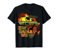 Hot Tropical Summer Sunset Retro Beach Designs Zimbabwe Africa Sunset Continent Nature Wild Life T-Shirt - Men's Unisex Adult S Black Classic Fit Long Sleeve Crew Neck T-Shirt