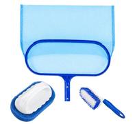 Hot Tub Cleaning Kit Accessories, Pool Leaf Skimmer Swimming Pool Skimmer Fine Mesh Net Deep Bag Leaf Rake Pool Net, Paddling Pool Brush and Scrubbing Brush for Cleaning Pool, Spas, Hot Tubs