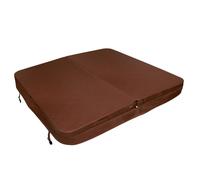Hot Tub Cover Spa Lid 2m x 2m Square Brown Hard Top Weatherproof PVC Leather Foam 25KG/m3 Density Galvanized C-Channel UV Mildew Flame Resistant 4 x Lock Down Straps With Keys 6 Lifting Handles