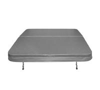 Hot Tub Cover Spa Lid 210cm x 210cm Square Grey Hard Top Weatherproof PVC Leather Foam 25KG/m3 Density Galvanised C-Channel UV Mildew Flame Resistant 4 x Lock Down Straps With Keys 6 x Lifting Handles