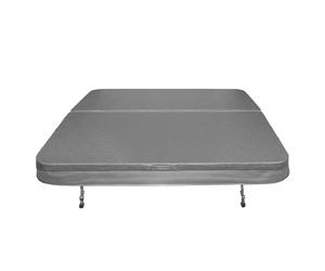 Hot Tub Cover Spa Lid 220cm x 220cm Square Grey Hard Top Weatherproof PVC Leather Foam 25KG/m3 Density Galvanised C-Channel UV Mildew Flame Resistant 4 x Lock Down Straps With Keys 6 x Lifting Handles