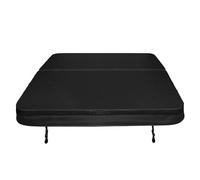 Hot Tub Cover Spa Lid 2m x 2m Square Black Hard Top Weatherproof PVC Leather Foam 25KG/m3 Density Galvanized C-Channel UV Mildew Flame Resistant 4 x Lock Down Straps With Keys 6 Lifting Handles