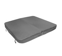 Hot Tub Cover Spa Lid 2m x 2m Square Grey Hard Top Weatherproof PVC Leather Foam 25KG/m3 Density Galvanised C-Channel UV Mildew Flame Resistant 4 x Lock Down Straps With Keys 6 x Lifting Handles