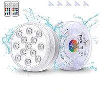 Hot Tub Lights, Xuanrui 2 Pack Pond Lights with 13 LED Beads Submersible Led Lights IP68 Waterproof RGB Adjustable Bath Lights with RF Remote for Pool Pond Spa Shower Bathtub