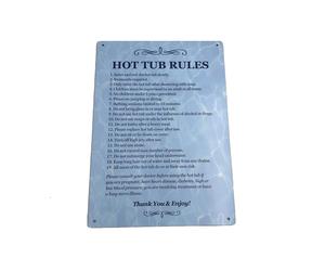 Hot Tub Rules - - Easy to read sign for outdoor use with a list BLUE
