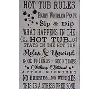 Hot Tub Rules Fun Christmas Idea Metal Sign Snowflake Bar Pub Home Cafe Man Cave Wall Decoration8X12 inch