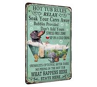 Hot Tub Rules Metal Tin Sign Vintage Bar Home Bathroom Pool Wall Decoration Dachshund Tin Sign 12x8 Inch