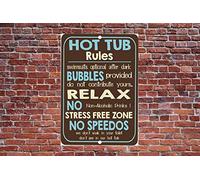 Hot Tub Rules Metal Tin Sign Wall Notice 8"x12"