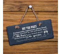 Hot Tub Rules Novelty Hanging Garden Stone Slate Plaque Pool Funny Gift