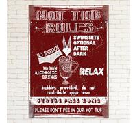 HOT TUB RULES Retro Metal Sign Man Cave Bar Pub Plaque Party Vintage Gift