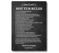 Hot Tub Rules Sign - Black & White/Blue & White for Outdoor Use with Health and Safety Points, Ideal for Holiday Accommodation (Black)