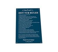 Hot Tub Rules Sign - Black & White/Blue & White for Outdoor Use with Health and Safety Points, Ideal for Holiday Accommodation, 290mm x 195mm, 3mm Waterproof Acrylic (Blue and White)
