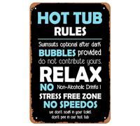 Hot Tub Rules Vintage Metal Sign,Swimsuits Optional After Dark Bathroom Metal Signs Tin Painting For Home Garden Bar Home Kitchen Cafes Office Store Wall Decor Retro Metal Tin Sign 8X12 Inches
