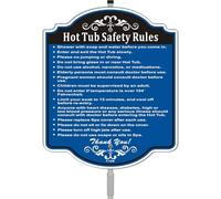 Hot Tub Safety Rules Pool Decor Sign 12" x 10" With 35" Long Metal Stake With Stand Aluminum Outdoor Use Yard Business