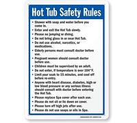 Hot Tub Safety Rules Sign 8" x 12" Metal