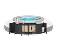 Hot Tub Storage Shelves Black PE Rattan Powder-Coated Steel 78/112x45x55cm 2pcs