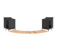 Hot Tub Surround Black PE Rattan & Solid Acacia Wood 78/112x45x55cm 2x rackstep