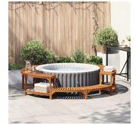 vidaXL Hot Tub Surround Brown Ø255 x 55.5 cm Solid Acacia Wood, Acacia Wood Decor, Modern Hot Tub Enclosure, Circular Relaxation Area, Durable Outdoor Retreat, Stylish Patio Enhancement
