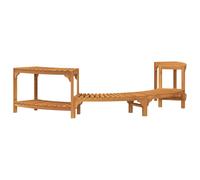 Hot Tub Surround Half-Round Brown Solid Acacia Wood Outdoor Garden Spa vidaXL
