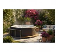 Hot Tub Surround With Storage And Wooden Step Poly Rattan