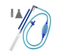 Hot Tub Vacuum, 10 FT Manual Cordless Pool Fish Tank Water Change Vacuum Cleaner, Handheld Spa Vac with Squeeze Bulb, 2 Nozzles, Flexible Hose for Cleaning Dirt and Debris Blue Short