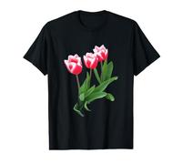 Hot Vibrant Red White KeAlly Triumph Tulips Shapes Mania Value Graphic T-Shirt