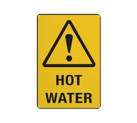 Hot Water 12 X 8 Inches Aluminum Metal Warning Signage With Symbol For Indoor Outdoor Use