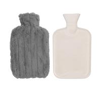 Hot Water Bag 2000ML High Density Injection Hot Water Bottle with Soft Cover for Winter Pain Relief and Warmth Natural Rubber Material 2L Capacity (Dark Gray)