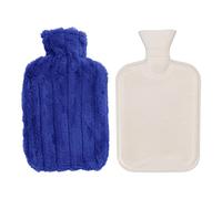 Hot Water Bag 2000ML High Density Injection Hot Water Bottle with Soft Cover for Winter Pain Relief and Warmth Natural Rubber Material 2L Capacity (Dark Blue)