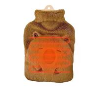 Hot Water Bag - Anti Drip Heat Insulation Refillable Soothing Warmer Seasonal Relaxation Accessories Cartoon Style Knitted Fabric Heating Container | Canteen for Adults and