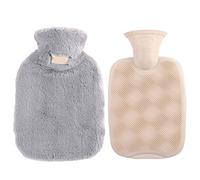 Hot-Water Bag，Hot Water Bottle W/Soft Cover Classic Hot Bag for Keep Warm Winter/Pink(Light Gray)