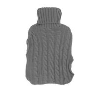 Hot Water Bag Rubber Explosionproof Large Hand Warming Bag with Twist Knit Cover Pain Relief for Menstrual Cramps Muscle Soreness Natural Premium Insulated Rubber 2000ML (Dark Grey)