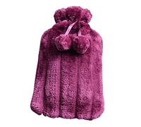 Hot Water Bag with Rubber Inner Tank and Plush Cover Large Water Injection Port High Temperature Leakproof Slow Heat Dissipation for Autumn Winter Hand Warming Water Refill