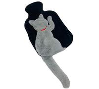 Hot Water Bottle 1 Litre Hot Water Bag with Novelty Plush Super Soft Kitten Cover Premium Natural Rubber, Provide Warmth Safety and Comfort (White Cat)