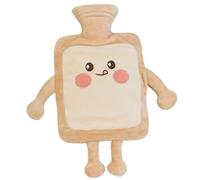 Hot Water Bottle 1000ML Hot Water Bag with Cute Toast Bread Plush Cover Large Rubber Bottle Hand Warmer for Pain Relief Gift for Women, Girls Style 1 Bag