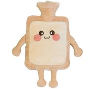 Hot Water Bottle 1000ML Hot Water Bag with Cute Toast Bread Plush Cover Large Rubber Bottle Hand Warmer for Pain Relief Gift for Women, Girls Style 2 Bag for Pain Relief