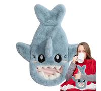 Hot Water Bottle - 14in Cartoon Shark Shape Bag, Hand Pocket Thermal Rubber, Coozy Hand Feet Warmer Soft Strong Heat Compress | Ideal for Soothing Warmth Perfect Cold Weather Relaxing at Home