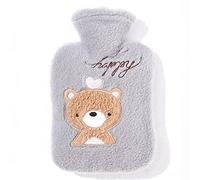 Hot Water Bottle, 1L Large Cute Bear Thickened Super Furry Fluffy Aldult Kids Hot Water Bottle with Cover, Explosion-Proof and Leak-Proof, Hand Feet Warmer