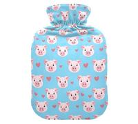 Hot Water Bottle, 1L Small Hot Water Bag with Soft Plush Warmer Cover Cute Pig, Leak Proof Screw Plug Best for Winter Sports Outdoors Back Neck and Leg Cold Muscle Pain and Cramps