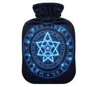 Hot Water Bottle, 1L Small Hot Water Bag with Soft Plush Warmer Cover Magic Circle, Leak Proof Screw Plug Best for Winter Sports Outdoors Back Neck and Leg Cold Muscle Pain and Cramps