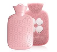 Hot Water Bottle, 2-in-1 Small Hot Water Bottle with Cover (Pink)