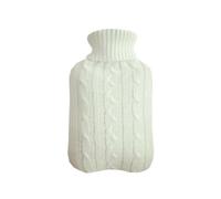 Hot Water Bottle 2 PCS Large 2L Hot Water Bottle Bag Warm Faux Fur Fleece Knitted Cover for Home Daily Tools Accessories(White)