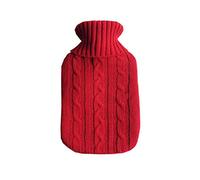 Hot Water Bottle 2 PCS Large 2L Hot Water Bottle Bag Warm Faux Fur Fleece Knitted Cover for Home Daily Tools Accessories(Red)